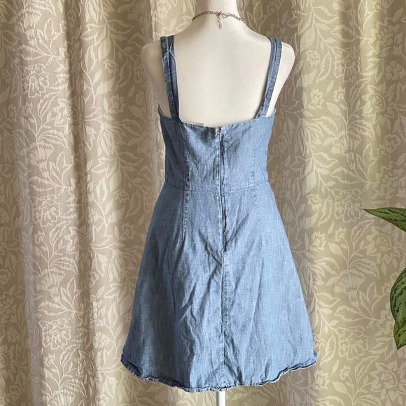 GAP Blue Denim Mini Dress Lightweight Lined Back Zip Excellent Condition Size 0 - Picture 3 of 6